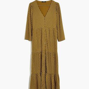 Madewell V-Neck Tiered Button-Front Midi Dress in Daisies Forever